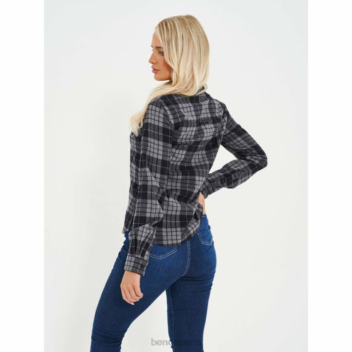 Bench femmes carreaux noir/anthracite chemise en flanelle carlowly 40ND109