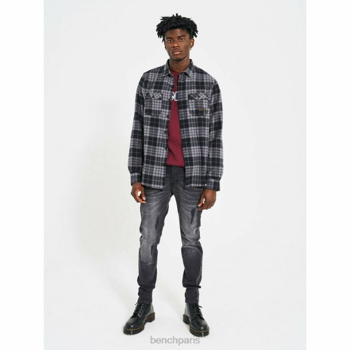 Bench Hommes carreaux noir/anthracite chemise en flanelle carlow 40ND30