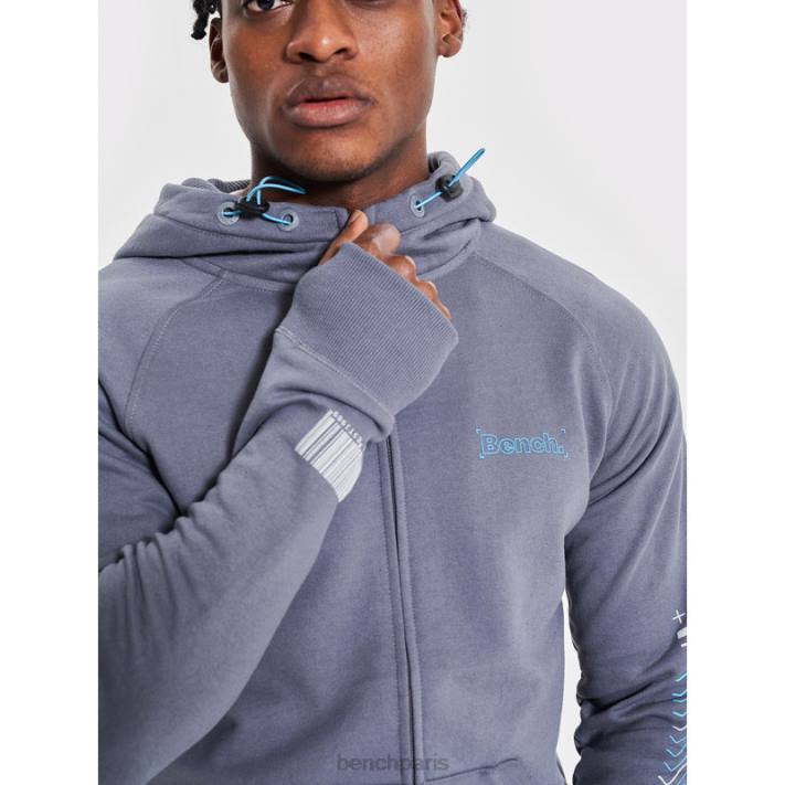 Bench Hommes gris acier sweat à capuche zippé lucian 40ND61