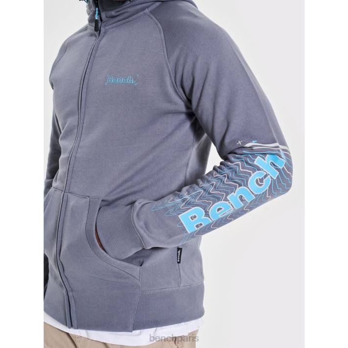 Bench Hommes gris acier sweat à capuche zippé lucian 40ND61